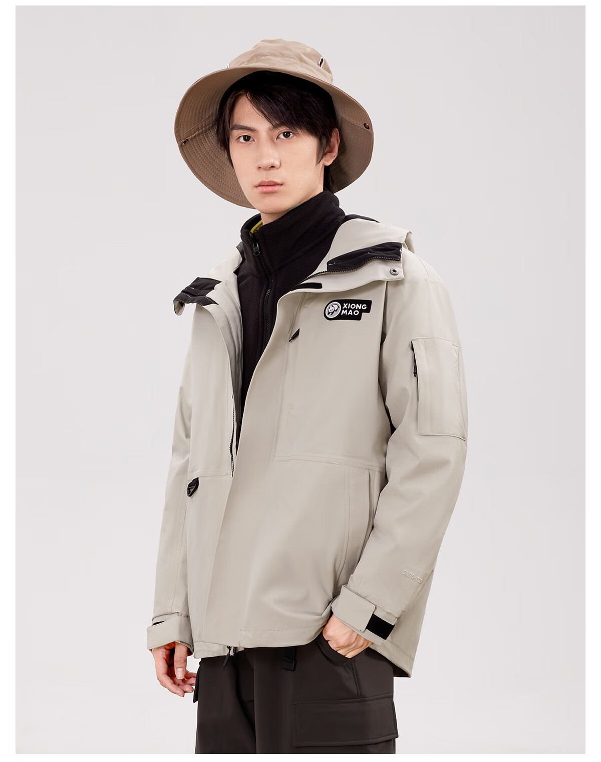 Panda Camel Series Outdoor Three-in-One Waterproof Windproof Thermal Mountaineering Jacket with Down Liner, Men's M 25