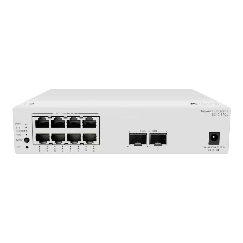 Huawei Kunling Enterprise 8-Port Gigabit Layer 2 Managed PoE Switch S210-8P2J 8 Gigabit PoE Ports + 2 2.5GE SFP Ports Web Managed VLAN Segmentation