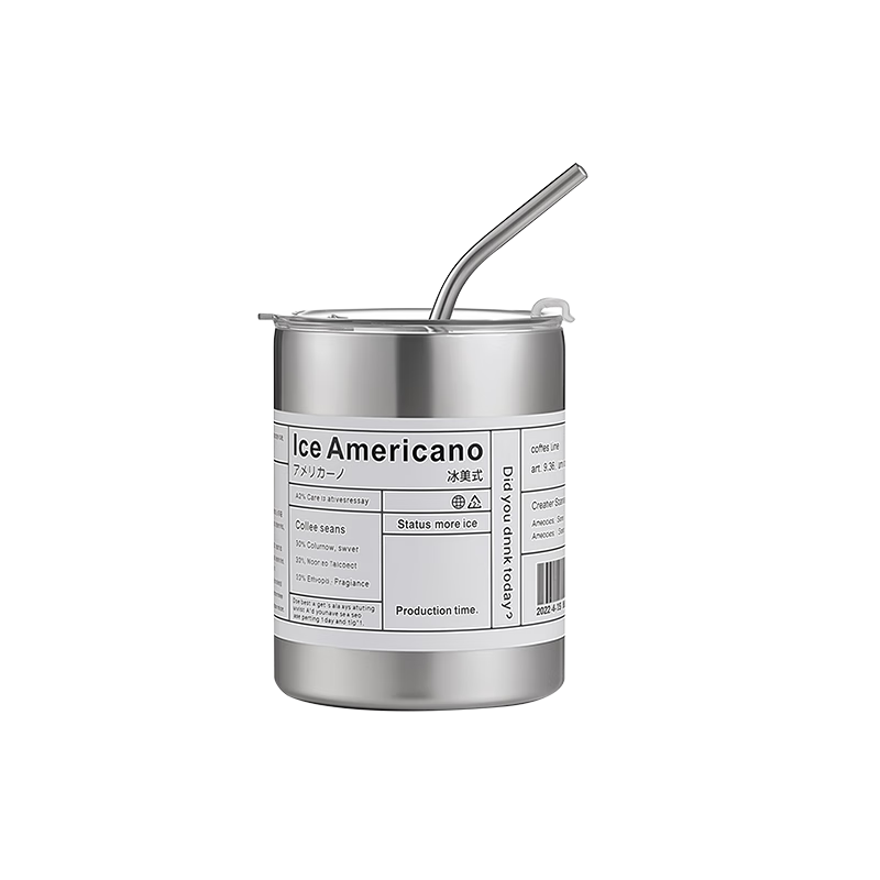 CLITON 304 Stainless Steel Coffee Mug American Outdoor Travel Juice Cup Cold Drink Tea Office Straw Cup