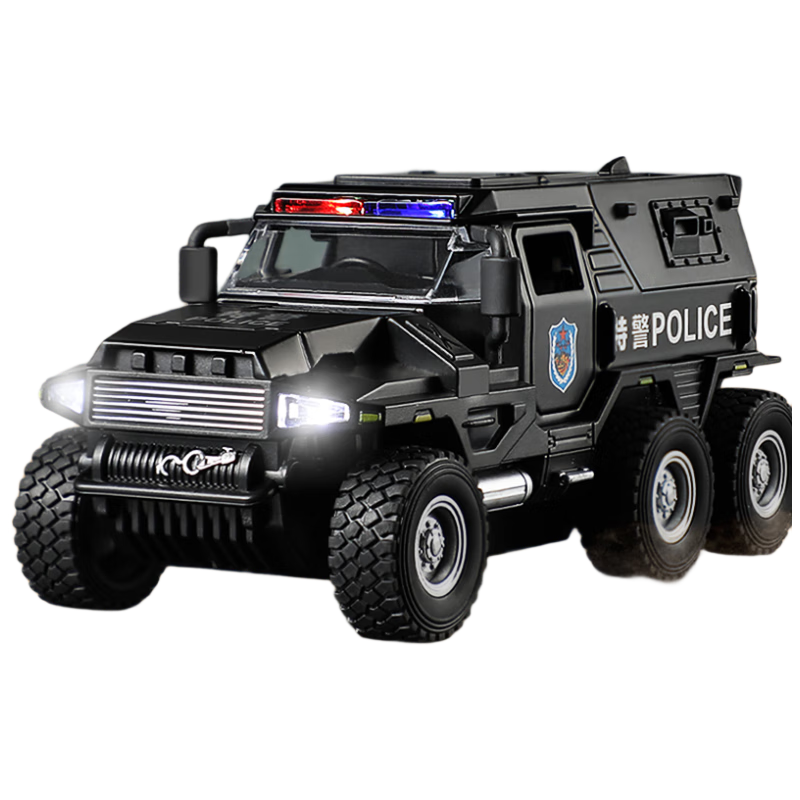 Dad Mom Children's Alloy 1:32 Scale Police Armored Off-Road Toy Car for Boys Ages 1-3-6 Gift