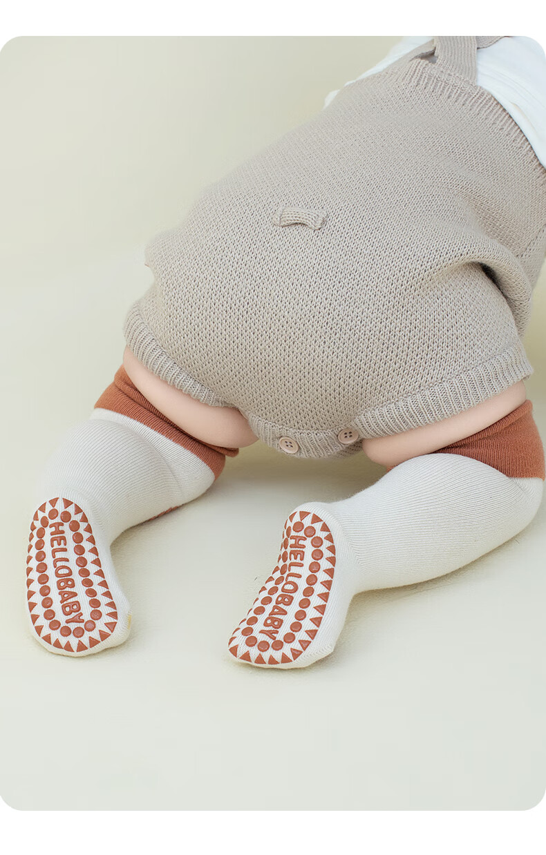 Growth Baby Long Tube Socks for Small Infants Spring and Autumn Pure Cotton Class A Non-Slip Floor Socks Infant Knee Pads Crawling and Walking Baby 3