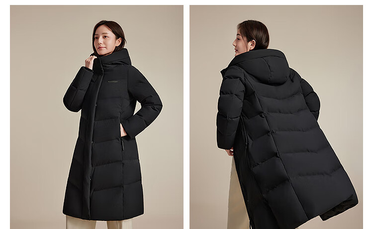 BOSIDENG Women's Off-Season 90% Down Thickened Hooded Loose Mid-Length Casual Warm Coat 14