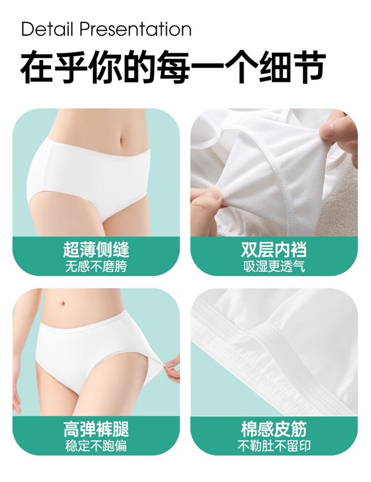 MiiOW Disposable Women's Underwear 100% Cotton Daily Sterilized No-Wash Maternity Menstrual Travel 5-Pack 10