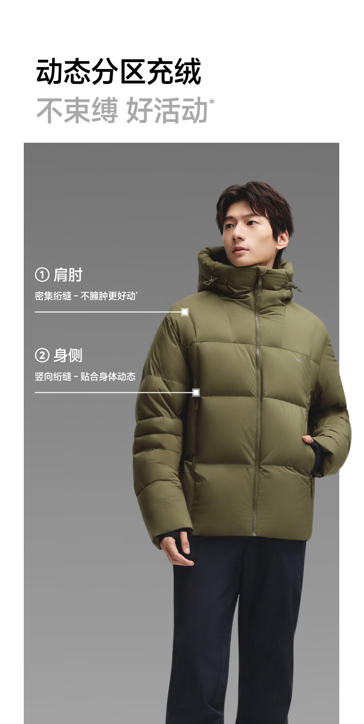 Beneunder Men's Water-Repellent Down Jacket Warm Outdoor Windproof Waterproof Machine-Washable Hooded Coat HD111 Light Mist Gray L 3