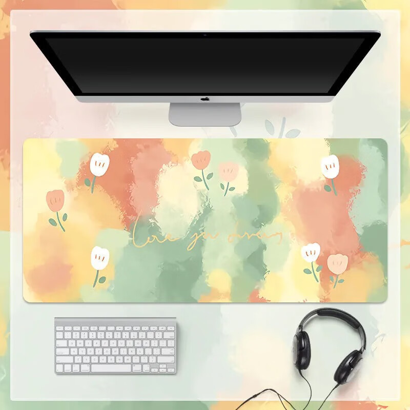 Juyingfeng Large Minimalist Gradient Luxury Creative Desk Mat with Edge Locking Non-Slip Keyboard Pad Office Gaming Mouse Pad 1200x600x3mm Pink-Black Gradient 10