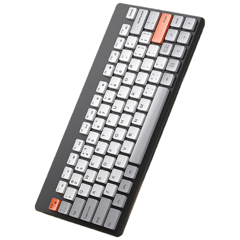 B.O.W Hangshi K620 Wireless External Keyboard for Laptop, Compatible with Desktop Computers, Office Use, Compact Silent Single Keyboard, 79 Keys, Orange/Grey/Black