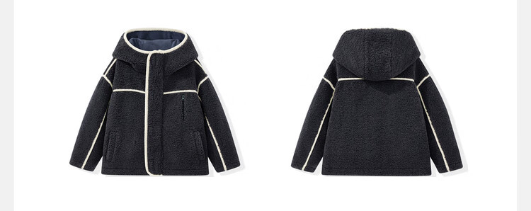 ASK JUNIOR Kids Plush Jacket 2025 Winter Hooded Windproof Coat Boys Casual Loose Fleece 5