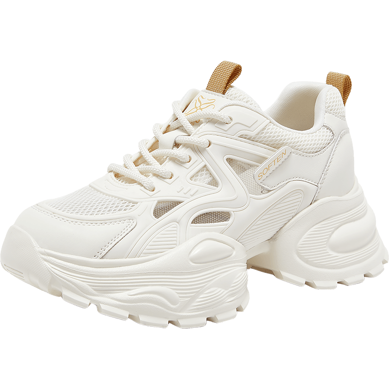 BASTO 26 Spring Dad Shoes Fashion Street Trend Height Increasing Casual Women's Shoes G8852AM6 Beige 38