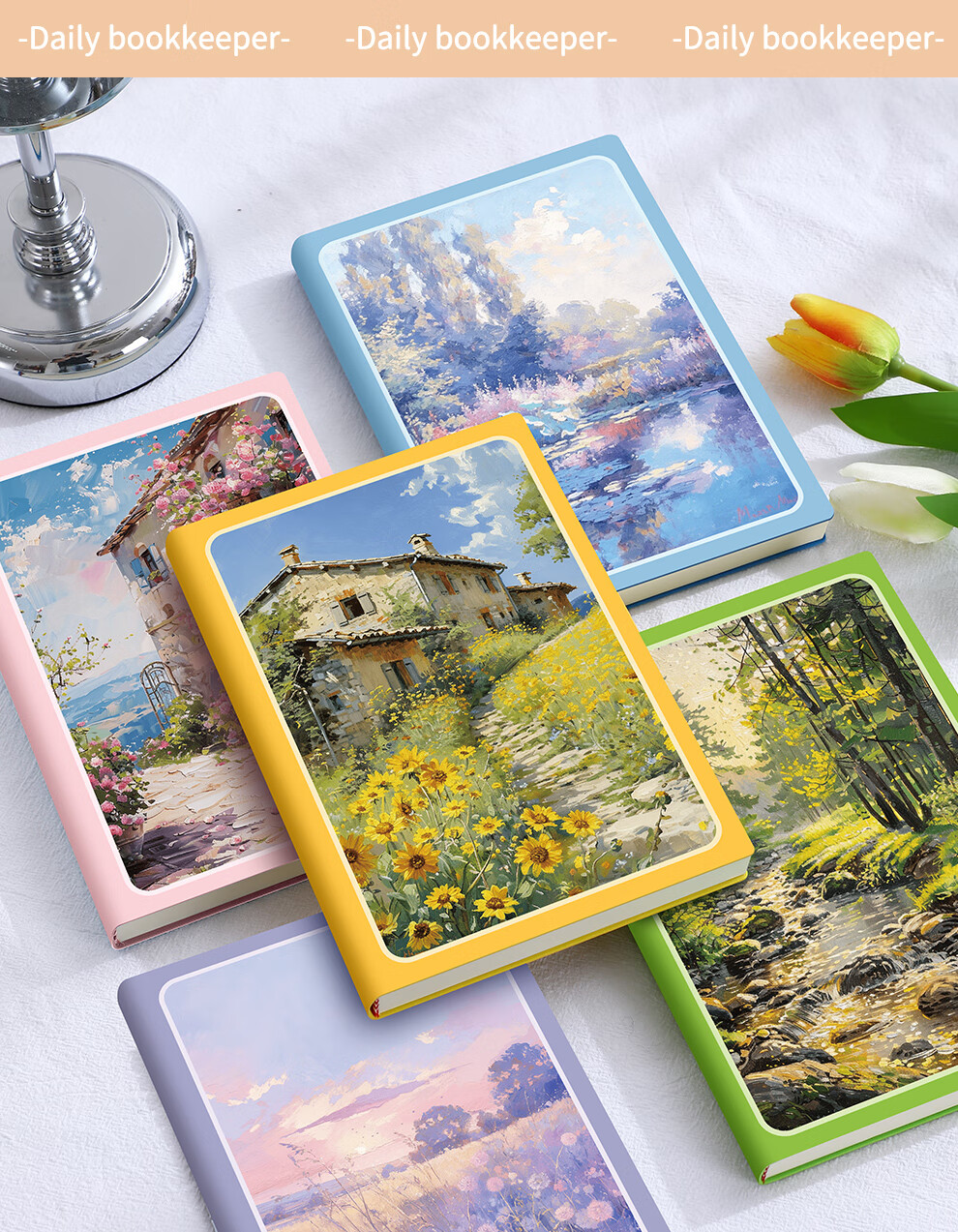 Zuoti [Free Engraving] A5 Floral Notebook Thickened High-Quality Journal Diary Planner Office Meeting Stationery Student Exam Customizable Blue 6