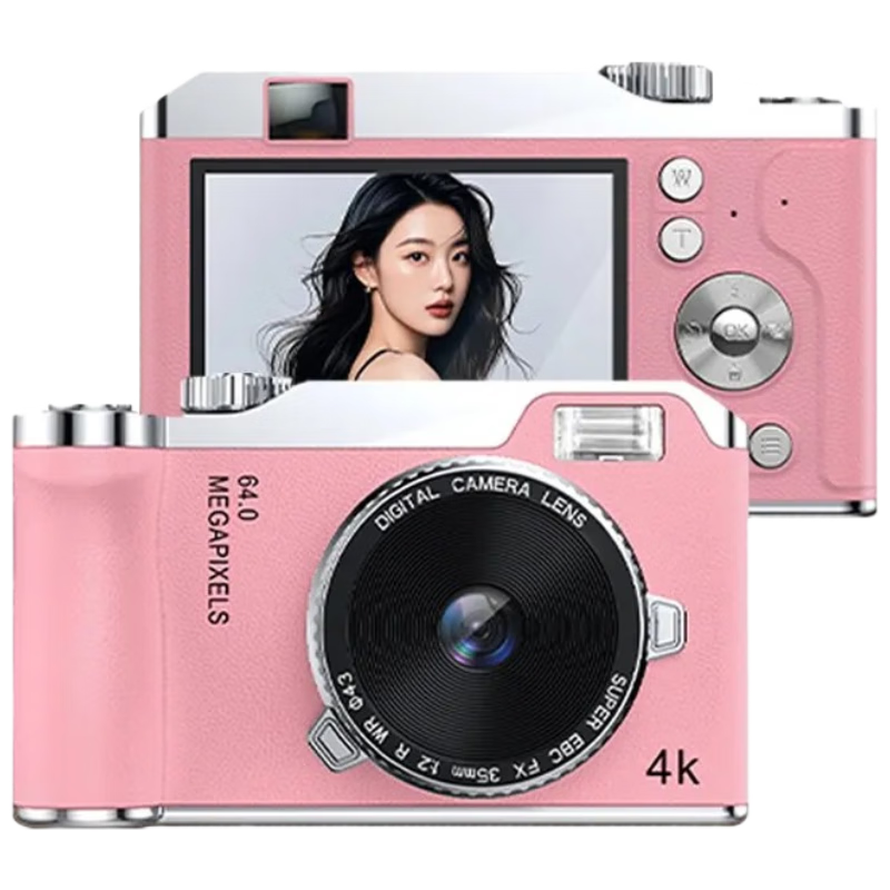 Black Cat Diary DK14 Digital Camera Y01 Instant Camera CCD Handheld Portable Photography Recorder HD Beauty Selfie Anti-Shake Vlog Student Kids Pink