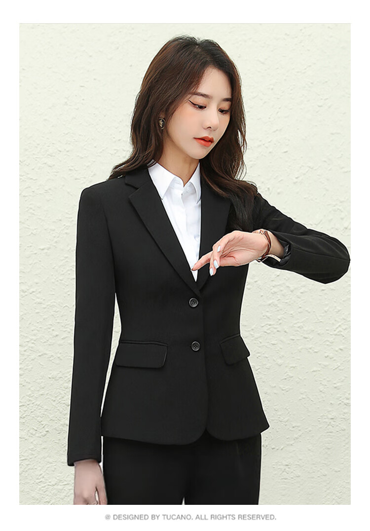 TUCANO Women's Business Casual Blazer Slim Fit Black L 11