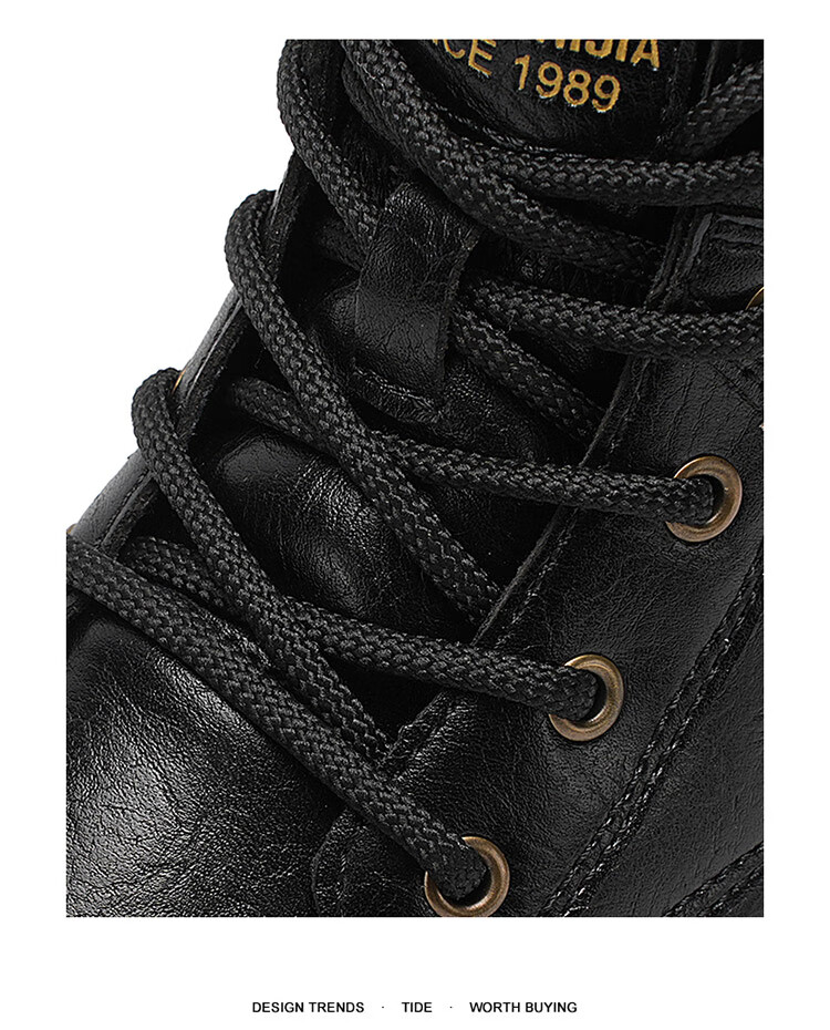 Bull Family Martin Boots Men 2026 Winter New Versatile Work Boots Men's Thick Sole High Top Leather Outdoor Hiking Shoes Men 7