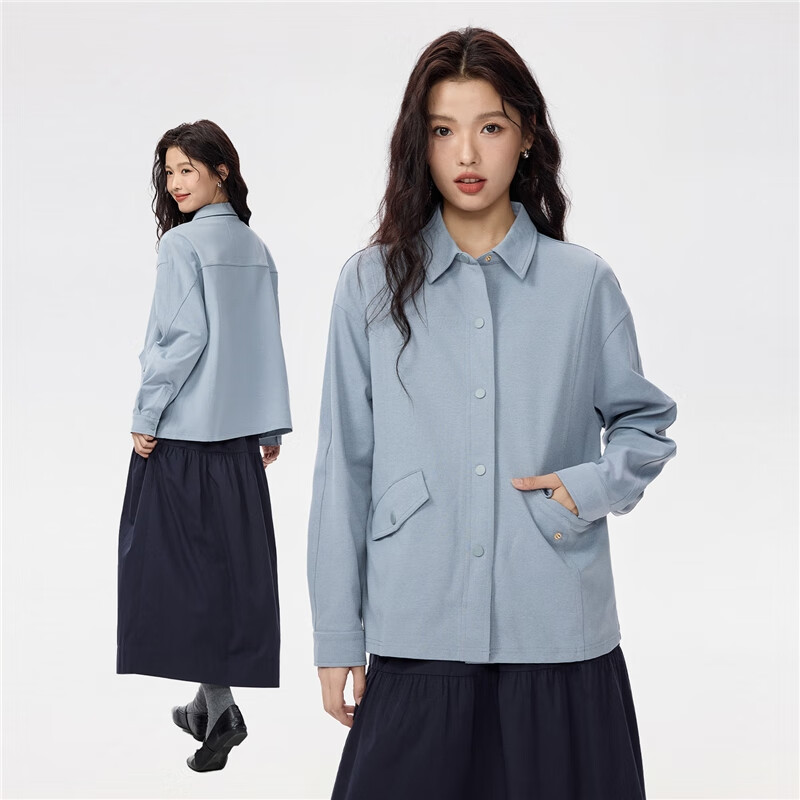 Giordano Women's Shirt Jacket Autumn Winter Simple Pocket Lapel Knit Casual Jacket 05375471