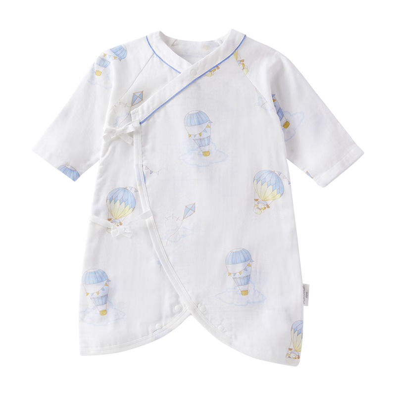 PurCotton Baby Clothes, Pure Cotton Newborn Onesie, Infant All-Season Gauze Butterfly Suit, Dreamy Hot Air Balloon Pattern, Size 66