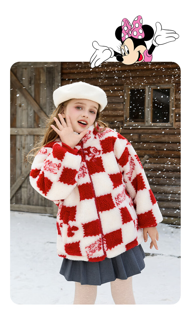 Disney Korean Style Children's Lamb Fleece Jacket 2025 Autumn Winter New Girls Boys Thickened Cotton-Padded Coat for Older Kids 2