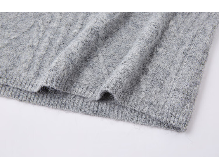 Demana "Lianlian Warm Breeze" Winter Elegant Cable Knit V-Neck Tassel Waist Sheep Wool Women's Dress 15
