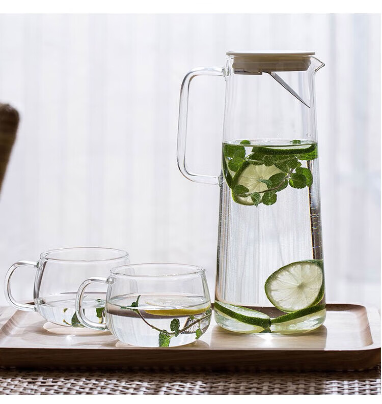 Quanshi High Borosilicate Heat-Resistant Glass Household Hot and Cold Water Kettle 1.6L Commercial Refrigerator Cold Drink and Herbal Tea Pot 14