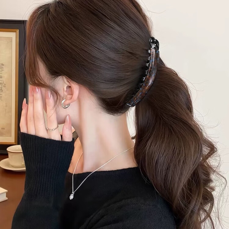 Li Qing Leopard Print Banana Hair Clip [Coffee] Twisted Vertical Clip for Back of Head High Ponytail Hair Claw Gift for Girlfriend Holiday Present 6