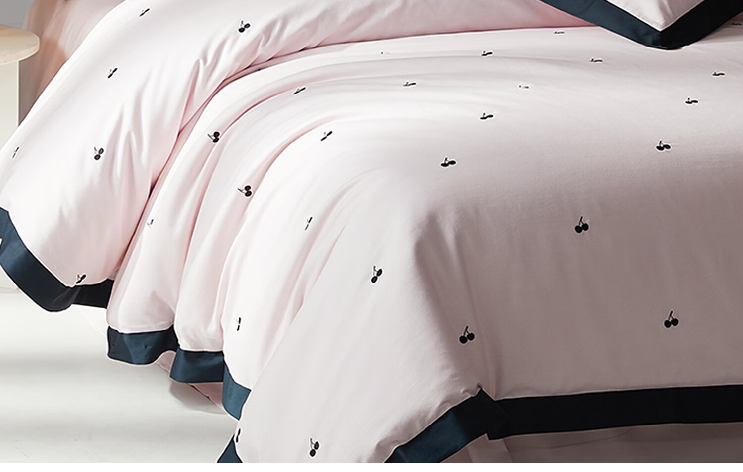 MIDO HOUSE Mingdu 60s Pro Long-Staple Cotton 4-Piece Bedding Set Pure Cotton Duvet Cover Cherry 1.5m Bed Sheet Style 8