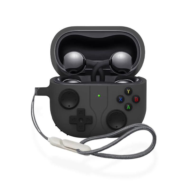 Aolang Huawei FreeClip 2nd Gen Protective Case Full-Cover Silicone Shockproof Retro Game Console Charging Storage Box Dark Gray with Lanyard for HUAWEI Earphones Clip 2nd Gen