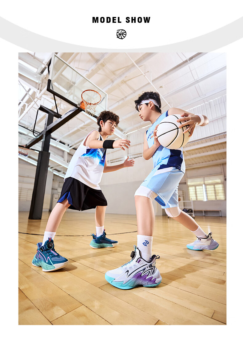 ERKE Kids Boys Basketball Shoes Children's Youth Cushioning Dial Buckle Sneakers Asphalt Blue/Original Force Blue Size 38 26