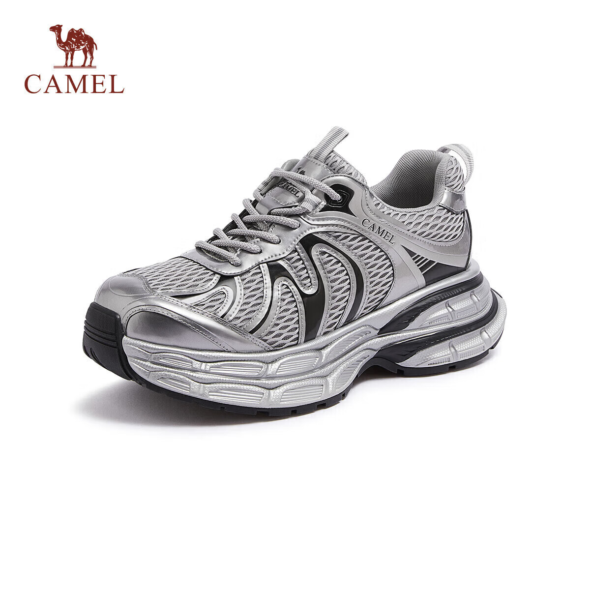 CAMEL Silver Moon 2nd Generation Men's Breathable Height-Increasing Casual Dad Shoes L15A283148 Gray/Silver/Black (Men's) Size 40