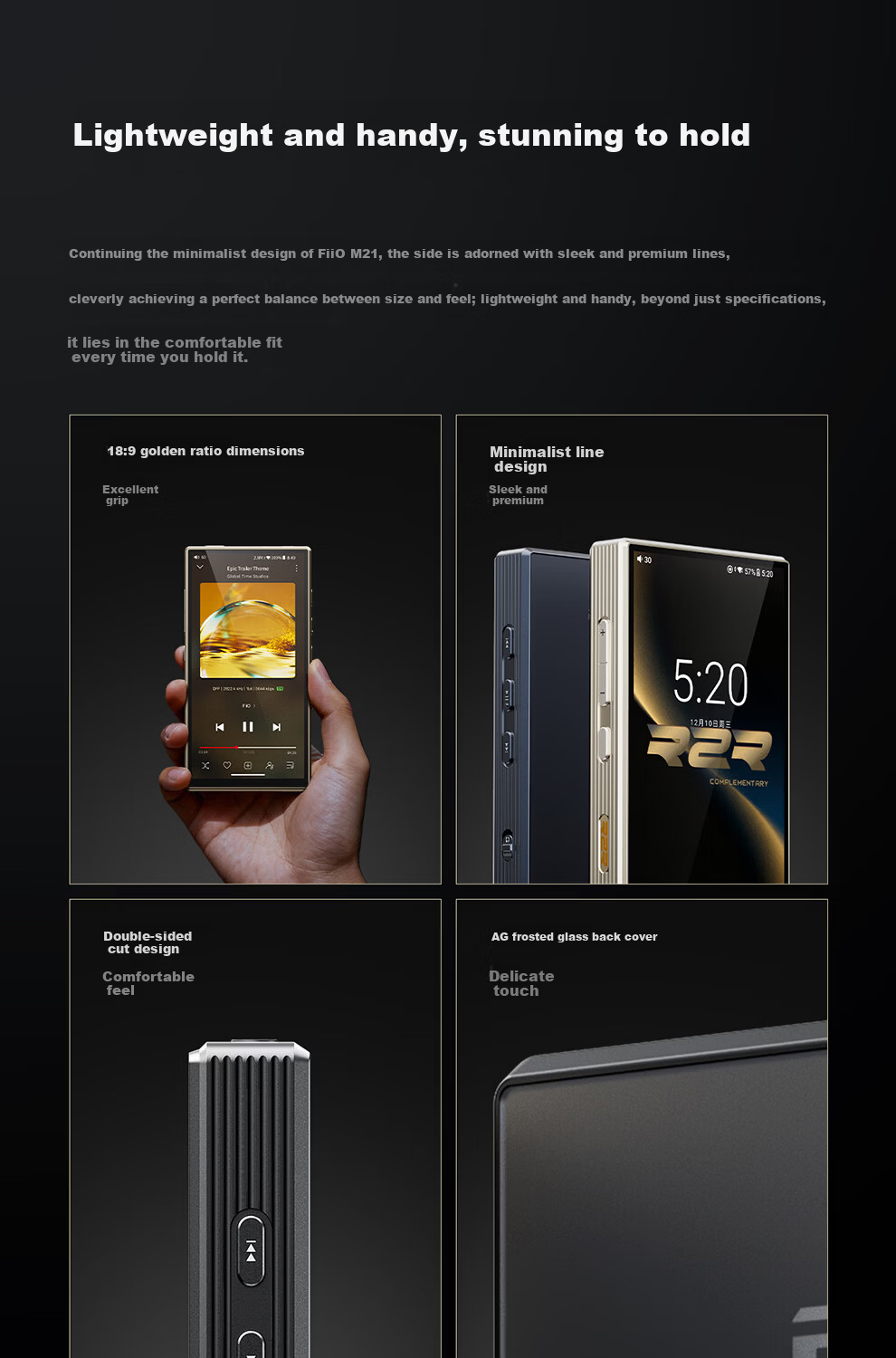 FiiO M33 R2R HiFi Player MP3 Lossless Music Android Portable Bluetooth WiFi Balanced DSD Decoder Player Black (8GB+128GB) 7