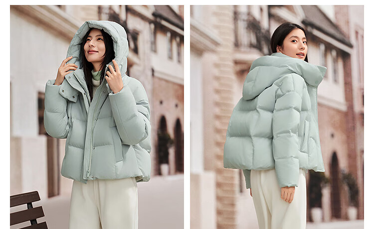 BOSIDENG Women's 25th Anniversary Winter 90% Down Thickened Detachable Hood Loose Short Warm Down Jacket Mall Edition 3