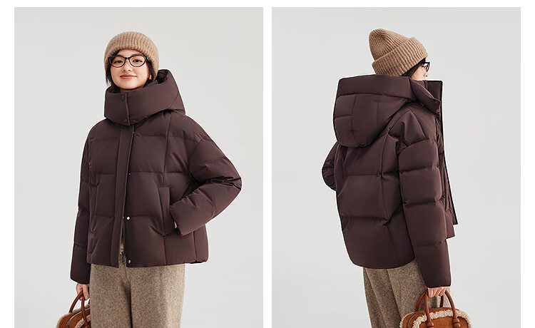 BOSIDENG Women's 25th Anniversary Winter 90% Down Thickened Detachable Hood Loose Short Warm Down Jacket Mall Edition 4