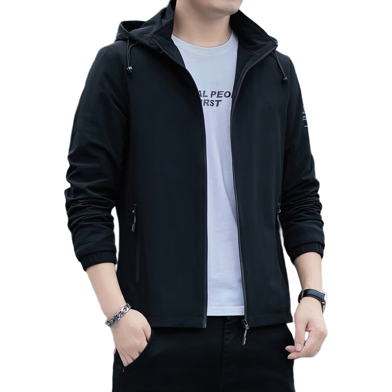 TUCANO Men's Jacket Spring Autumn Detachable Hood Outdoor Casual Printed Sports Comfortable Top Light Gray 3XL