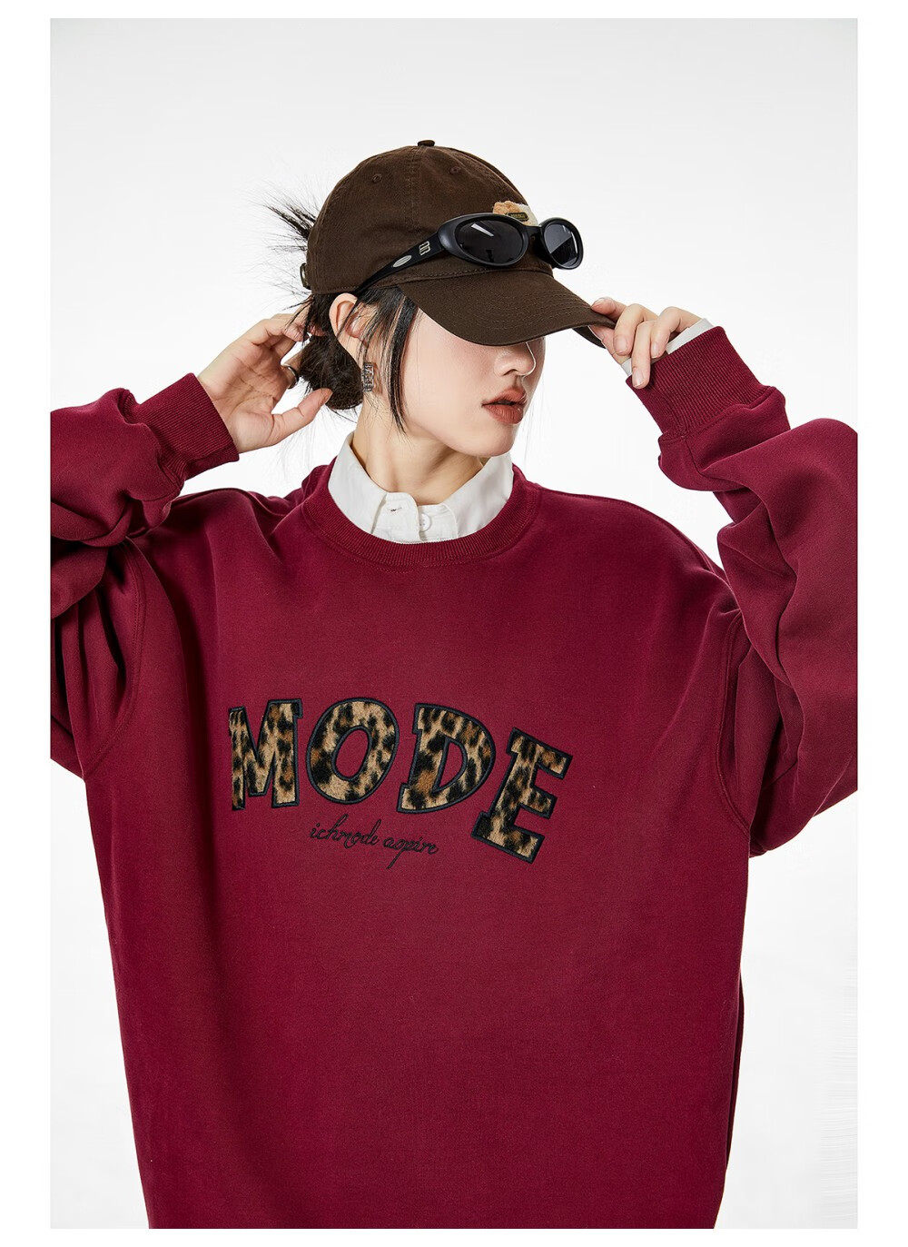 ICH MODE American Style Gray Crewneck Sweatshirt Women 2026 Spring New Loose Casual Jacket Top Light Gray S 37