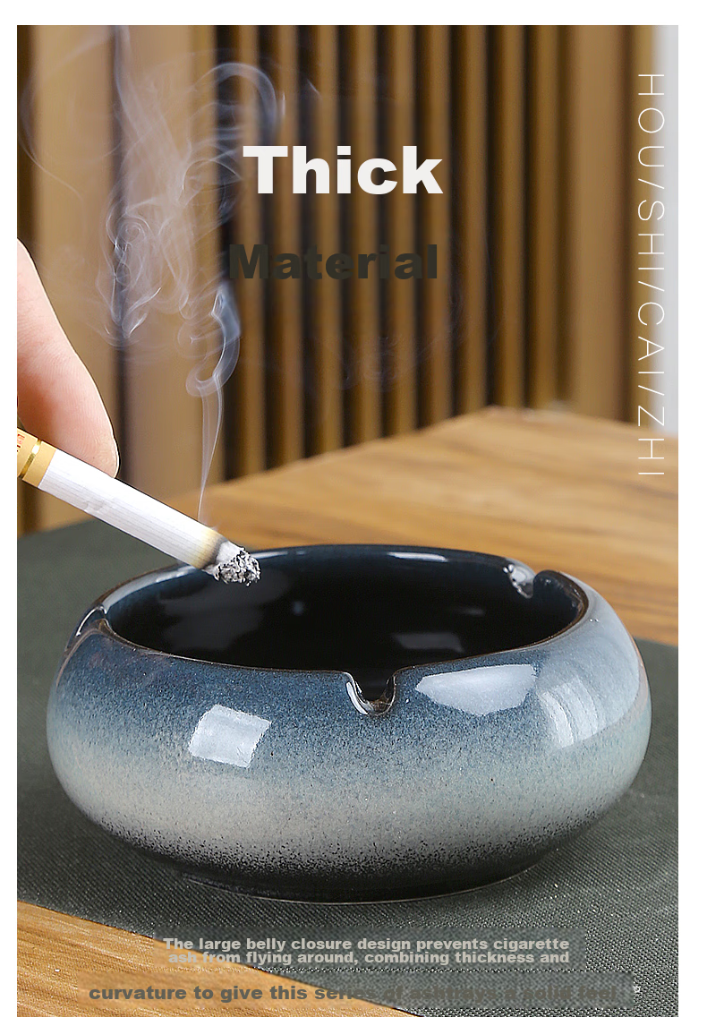 Bangushan Ashtray for Living Room And Office, Anti-Flying Ash, Father's Ashtray, Light Luxury Nordic Gradient Blue And White Ashtray 4