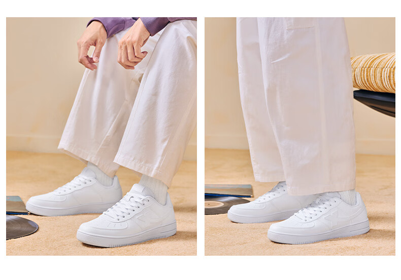 Xtep Couple Men's and Women's Casual Sneakers White Air Force One Spring Summer Breathable Durable Versatile Sports Shoes 25