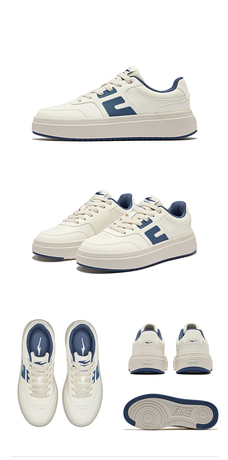ERKE Men's Sneakers 2026 New Thick-Soled White Casual Lightweight Breathable Sports Shoes Breeze 20