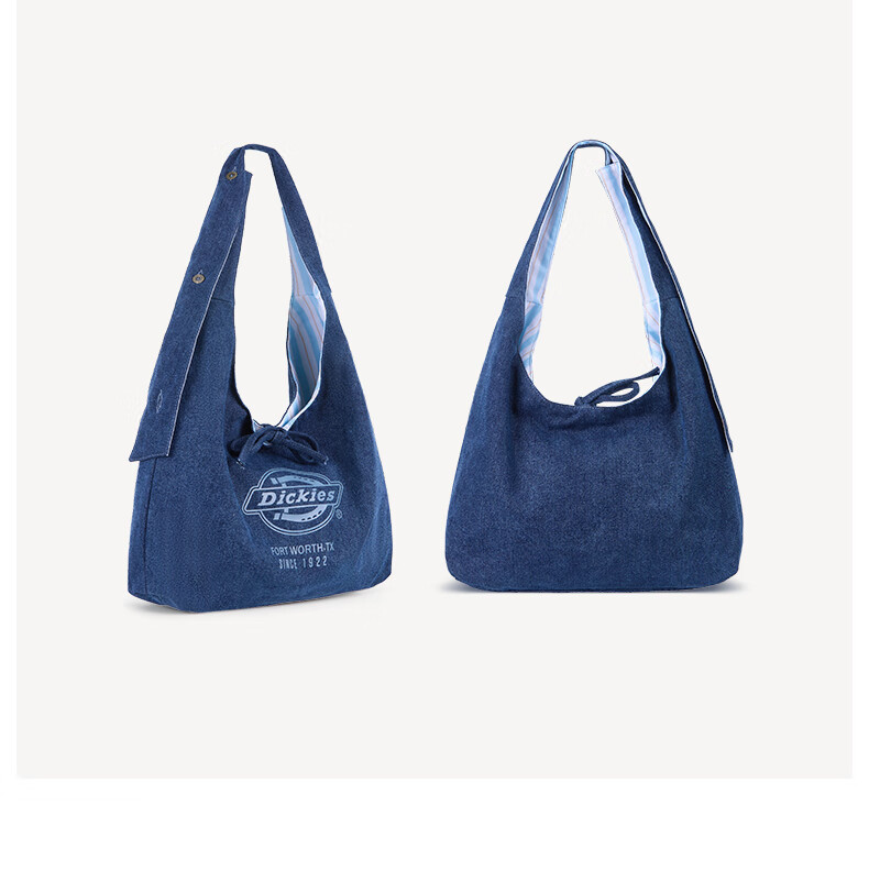 Dickies Reversible Single Shoulder Crossbody Tote Denim Picnic Bag Large Capacity Commuter Striped/Dark Blue 15