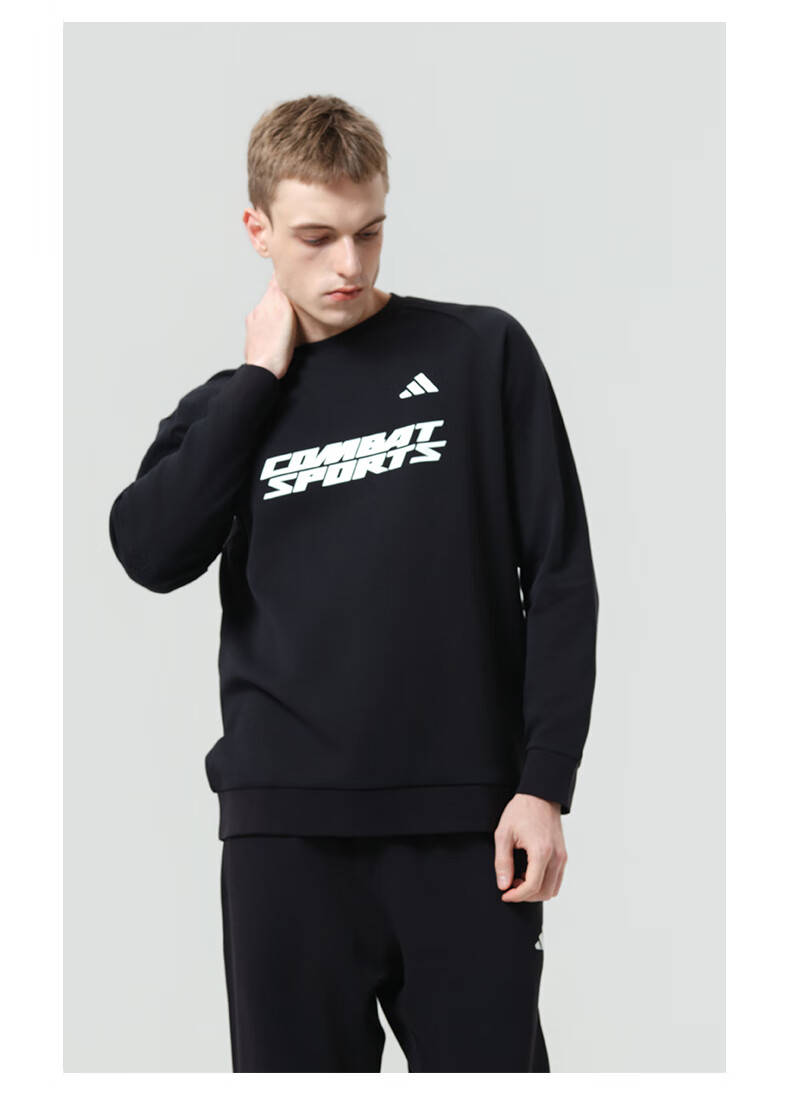 Adidas Men's Hoodie 2026 Spring New Sports Casual Cotton Classic Crewneck Pullover Black White S 6