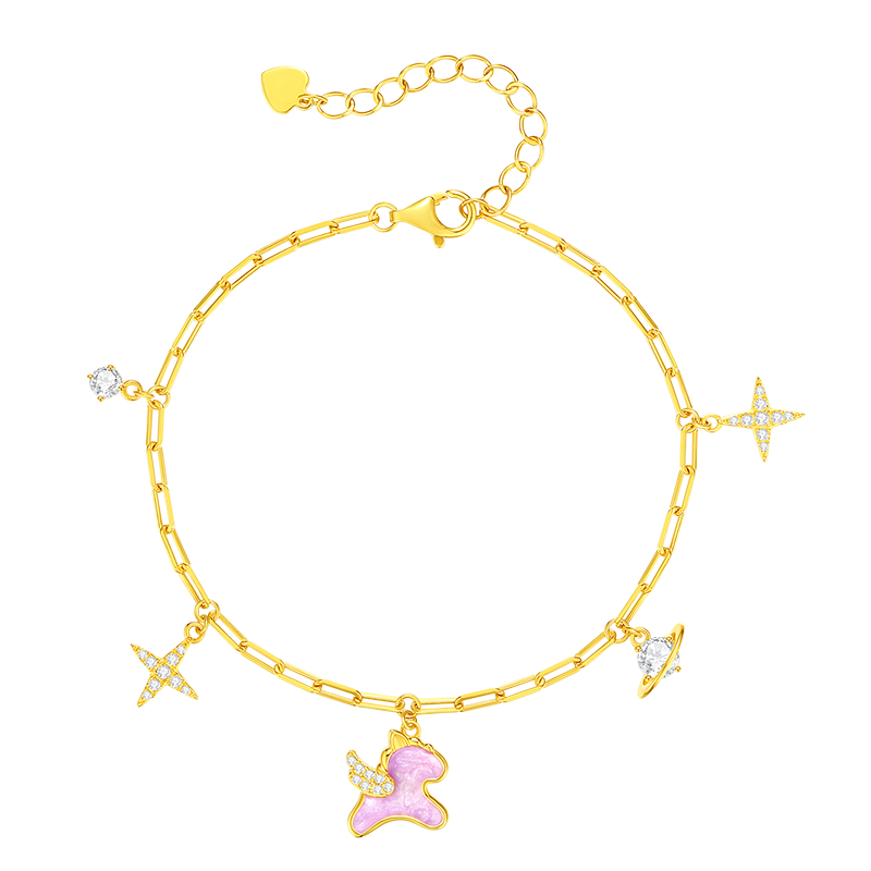 CHOW TAI SENG Dreamy Star Zodiac Horse Bracelet Pure Silver Enamel Design Birthday Gift for Girlfriend Wife