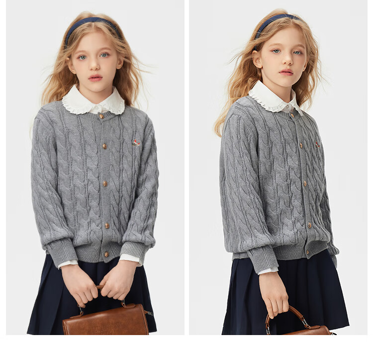 Navigare Kids Sweater Boys Girls Knit Cardigan School Style Versatile Cable Knit Cardigan White Size 120 15