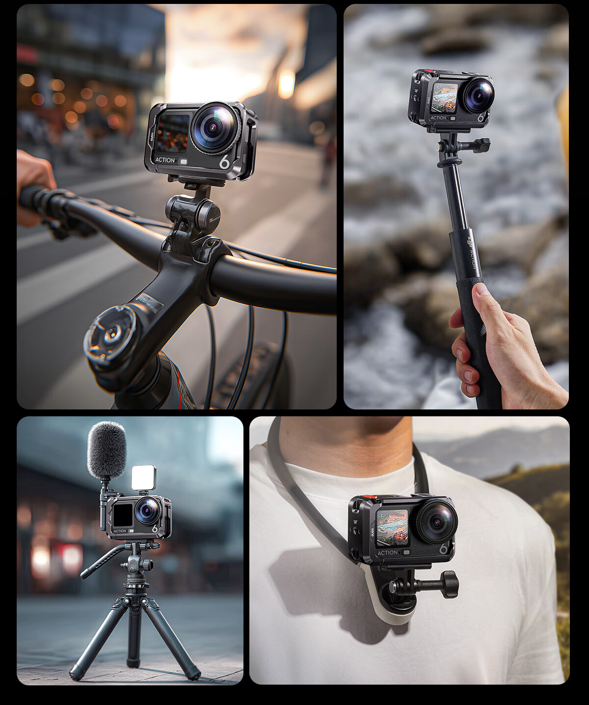 Llano DJI Action 6 Cage Protective Frame Full Coverage Anti-Drop Quick Release Mount Vlog Photography Expansion Accessory for DJI Action 6 Camera 2