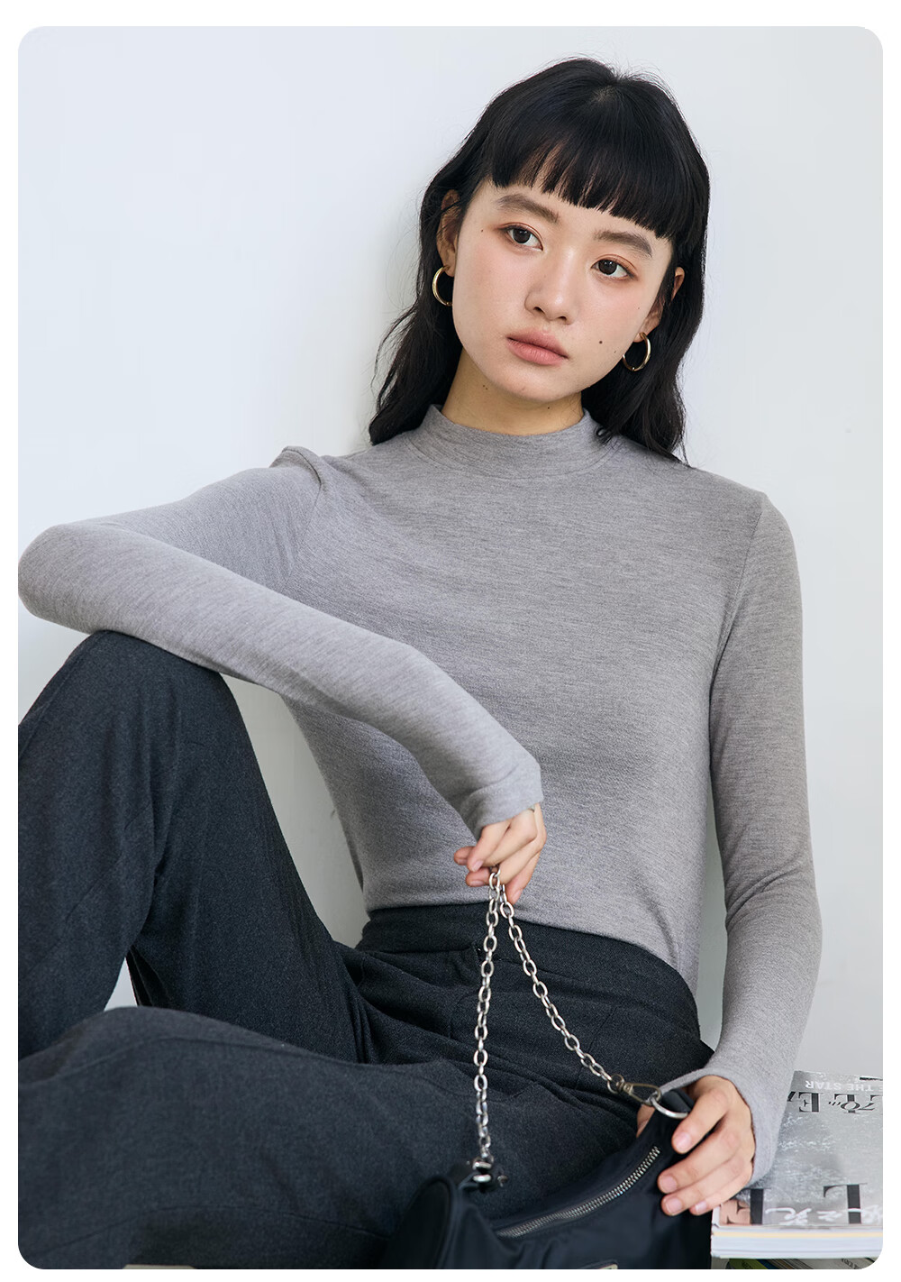 Modal Half Turtleneck Base Layer Women's Autumn Winter New Wool Warm Knit Sweater Premium Long Sleeve Top White 29