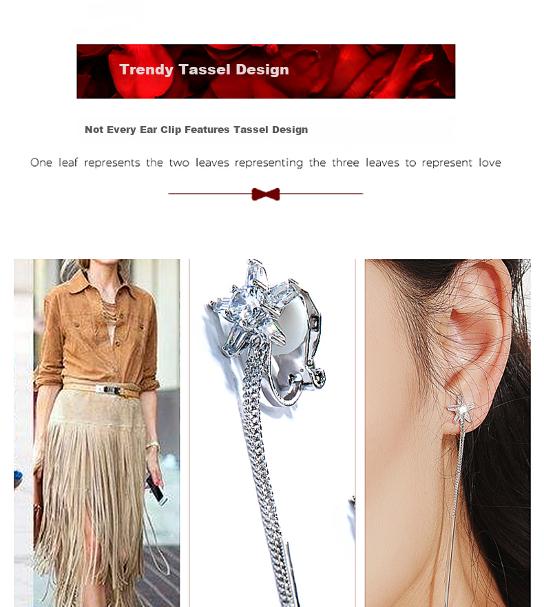 Dairuo No-Earring Ear Clips for Women, Long Tassel Design, Face-Slimming Effect, Practical Ear Studs, Versatile Daily Wear Jewelry, Gift Idea 5
