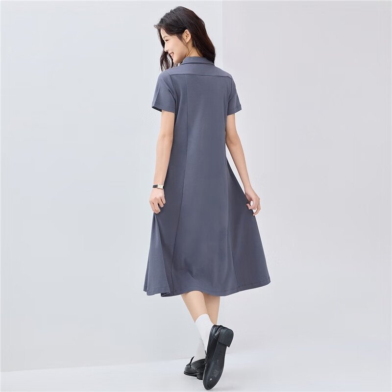 Giordano Women's New Pure Cotton Double-Sided Fabric Skin-Friendly Breathable Bone-Breaking Short-Sleeve POLO Dress 05465478