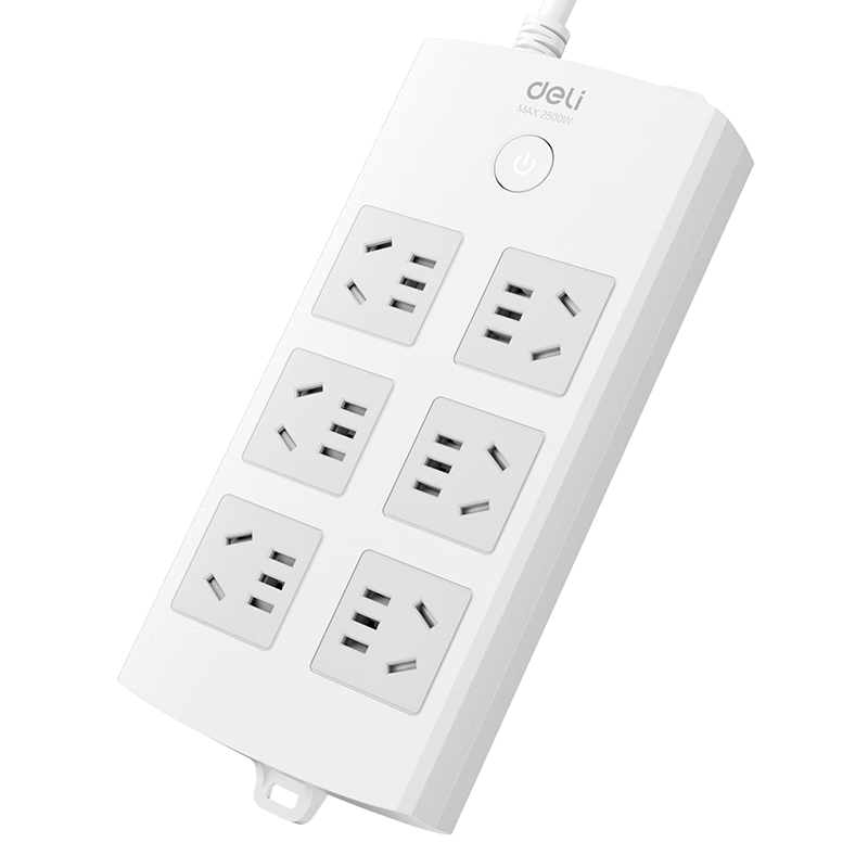 Deli 3C Certified National Standard Safe Power Strip, Power Bar/Extension Cord/Power Board/Surge Protector, Master Switch, Child Safety Lock, 6 Outlets with 3 Meters, 18205