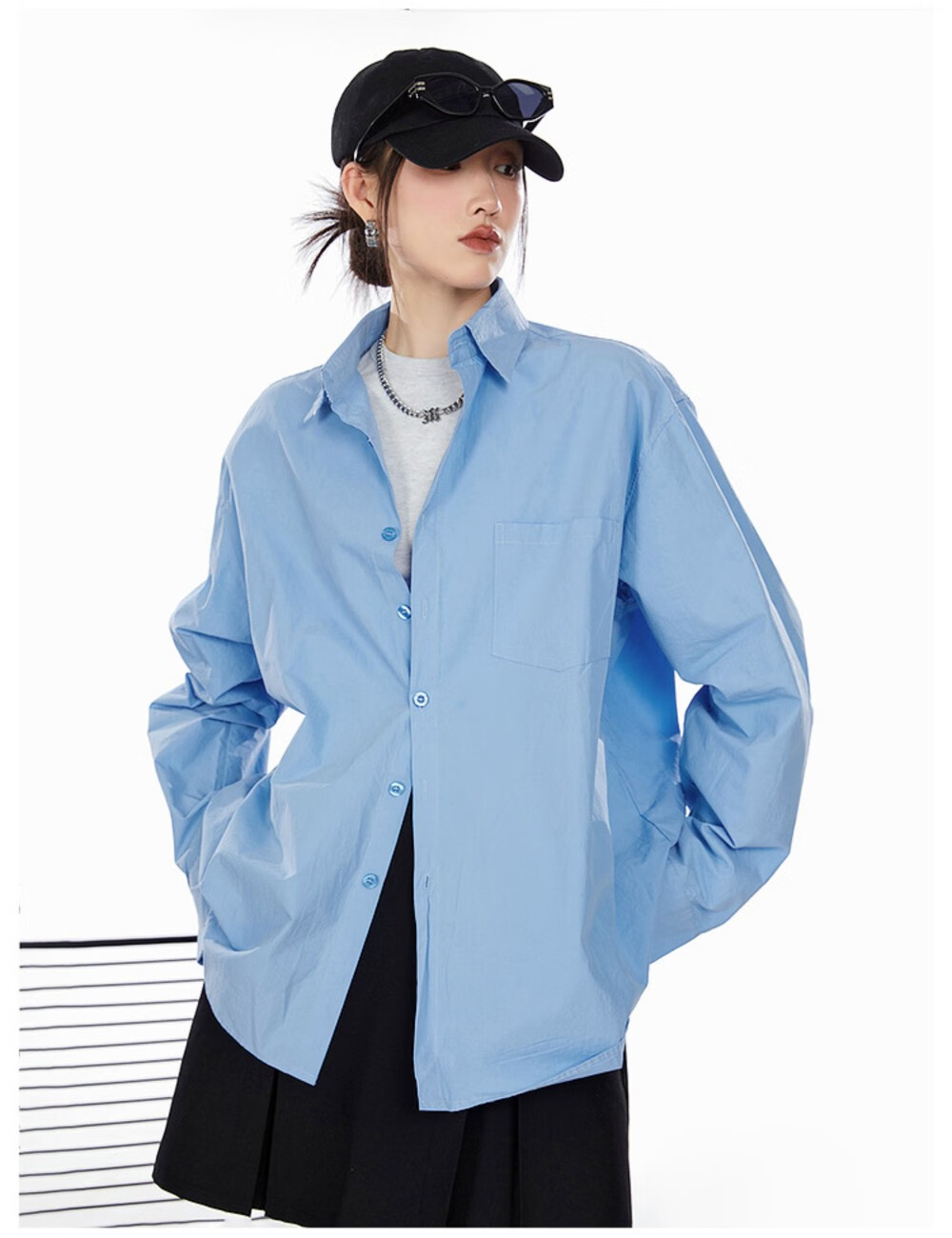 ICH MODE American Vintage White Shirt Women Casual Loose Fit Trendy Blouse Jacket Top Lazy Style White M 9