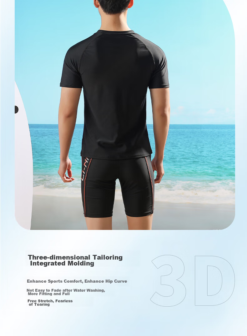 Li-Ning Swimming Trunks Men's Swimwear Set, Anti-Embarrassment Hot Spring Surfing Diving Suit Training Swimwear 022+171 Black L 13