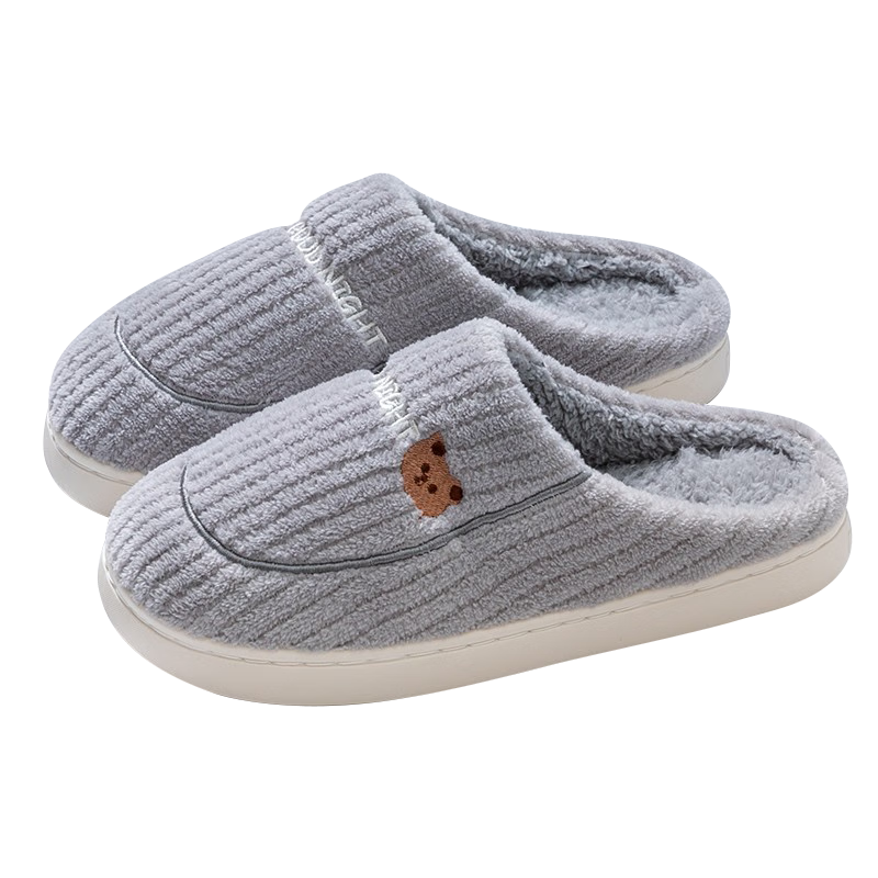 Runrou Men's Cotton Slippers Autumn Winter Warm Fleece Lined Indoor Non-Slip High-End 2025 New Winter Model