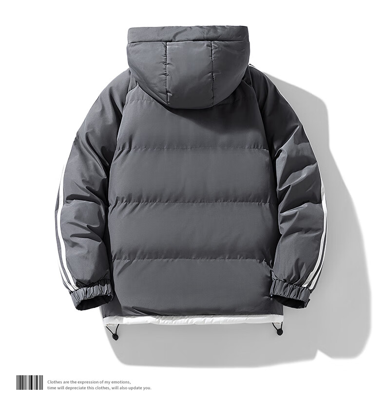 Warrior Men's Cotton Padded Jacket Autumn Winter Hooded Solid Thick Warm Outdoor Cold-Resistant Trendy Puffer Coat 15