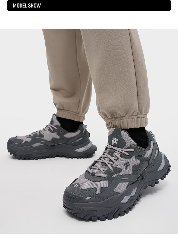 FILAFUSION Fila Trendy Brand [Zhang Hao Same Style] Hard Candy Men's Shoes Black Warrior Thick-soled Height-increasing Dad Sneakers Sports Shoes 10