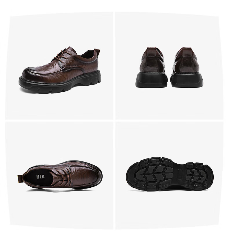 HLA Men's British Style Thick Sole Height Increasing Business Casual Derby Shoes HAAPXM3EBI302 Black Size 39 12