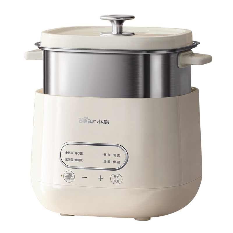 Bear Egg Cooker Steamer Automatic Power-Off Breakfast Steamer Timer Reservation Small Single-Use Non-Coated Stainless Steel Light Food Machine ZDQ-F12G3